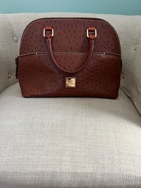 Dooney & Bourke Chestnut Brown Ostrich-Embossed Dome Satchel
